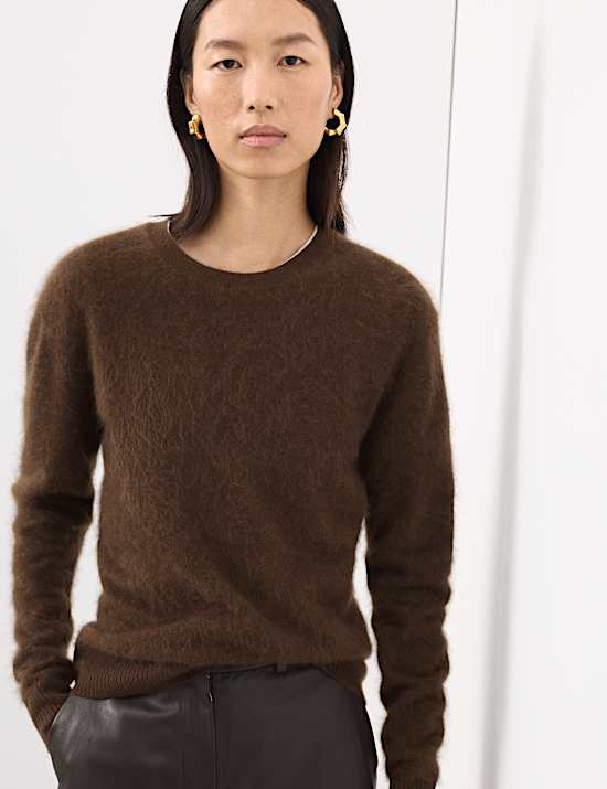 Brushed Wool with Cashmere Crew Neck Jumper