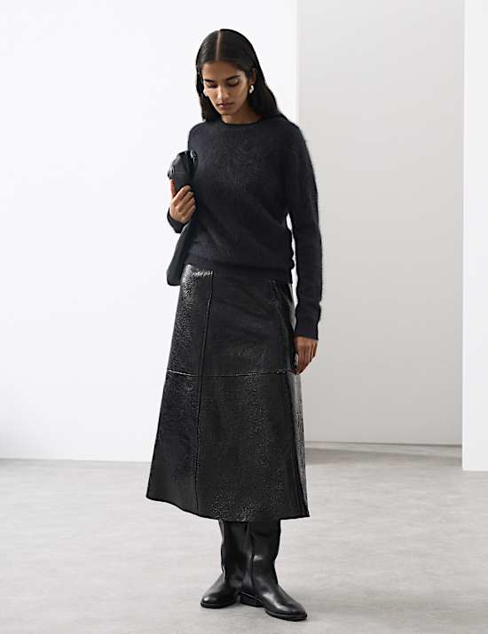 Jersey de cuello redondo de lana cepillada con cashmere