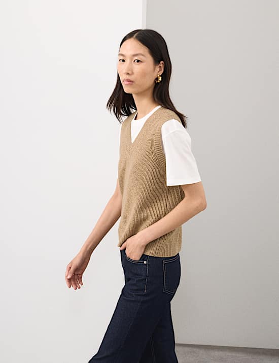Merino Wool Rich Knitted Vest with Cashmere