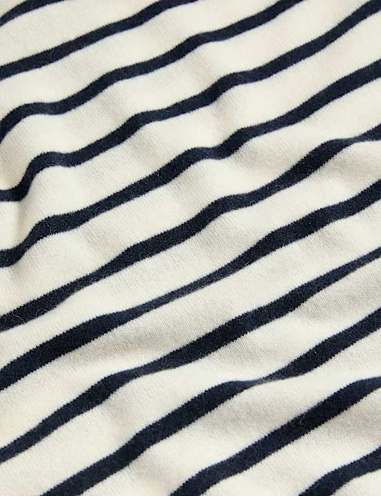 Pure Cashmere Striped Crew Neck Knitted Top