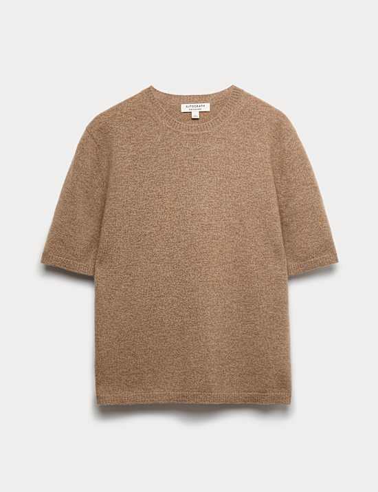 Pure Cashmere Textured Crew Neck Knitted Top