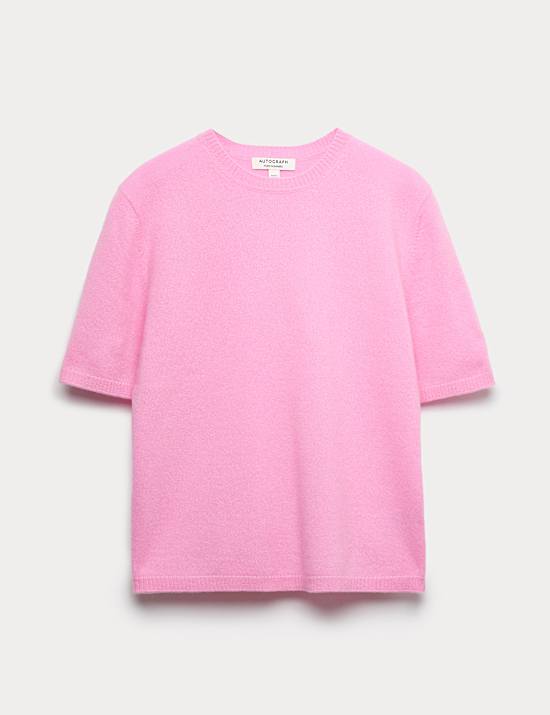 Top en maille 100 % cachemire textur&eacute; &agrave; col rond