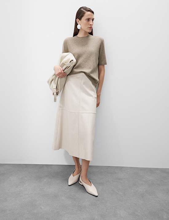 Pure Cashmere Textured Crew Neck Knitted Top