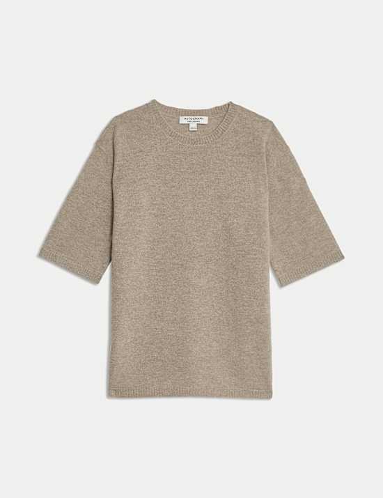 Pure Cashmere Textured Crew Neck Knitted Top