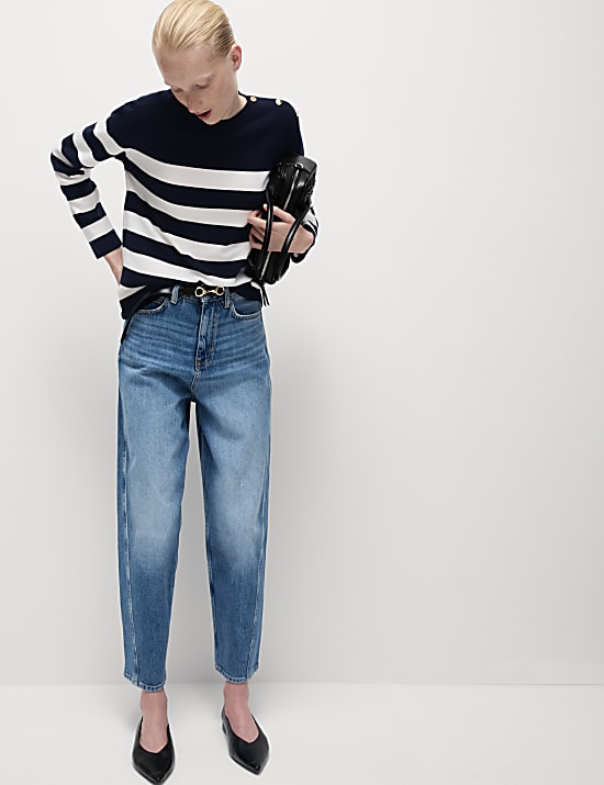 Soft Touch Striped Button Detail Jumper