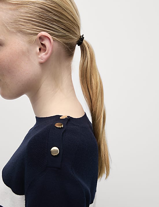 Soft Touch Striped Button Detail Jumper