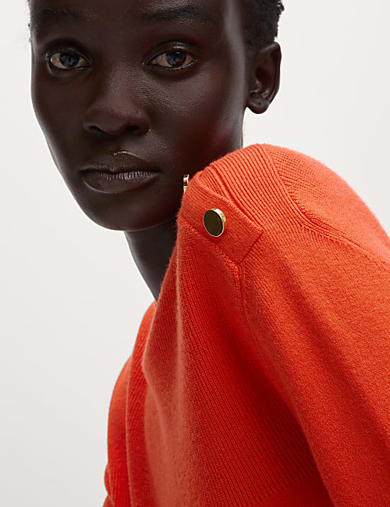 Soft Touch Crew Neck Button Detail Jumper