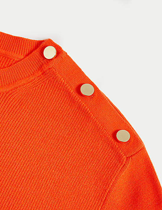 Soft Touch Crew Neck Button Detail Jumper