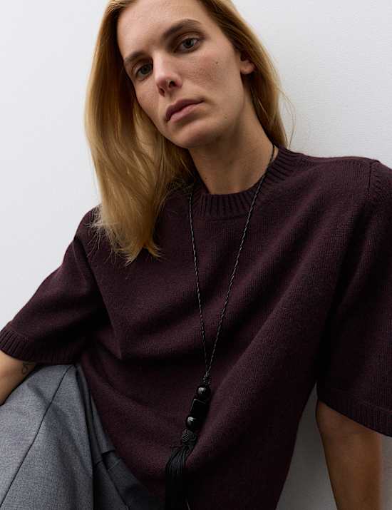 Merino Wool Rich Knitted Top with Cashmere