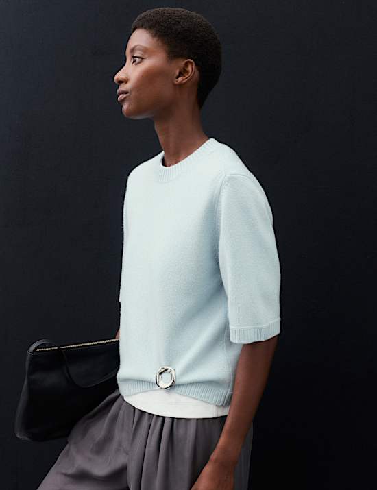 Merino Wool Rich Knitted Top with Cashmere