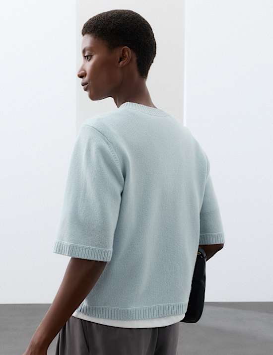 Merino Wool Rich Knitted Top with Cashmere