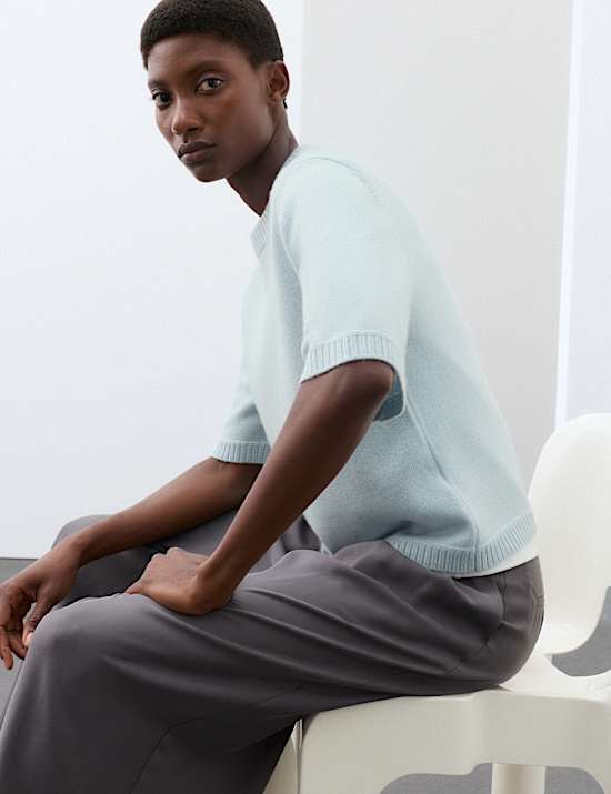 Merino Wool Rich Knitted Top with Cashmere