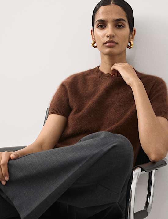 Wool Rich Brushed Knitted Top with Cashmere