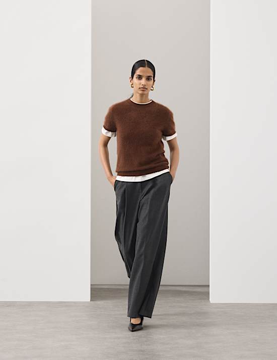 Wool Rich Brushed Knitted Top with Cashmere