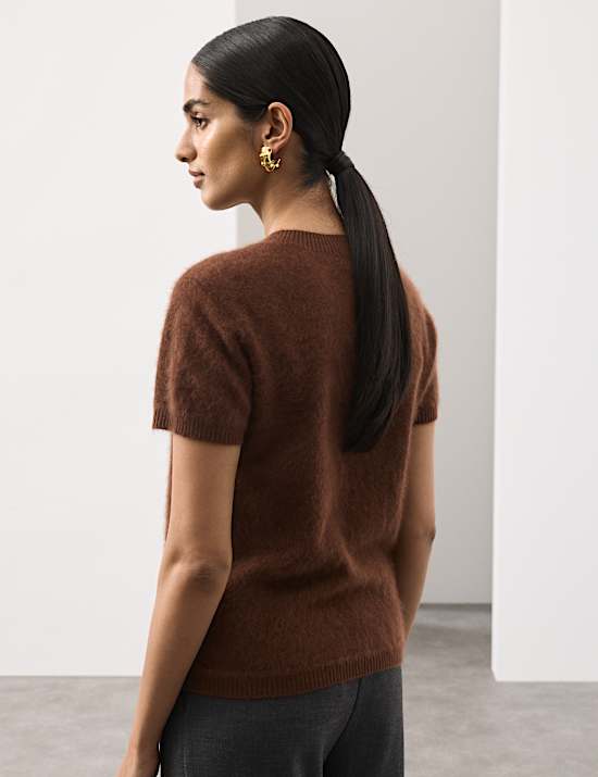 Wool Rich Brushed Knitted Top with Cashmere