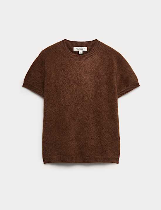 Wool Rich Brushed Knitted Top with Cashmere