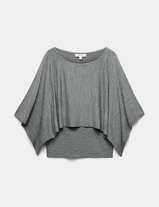 Slash Neck Cape Knitted Top