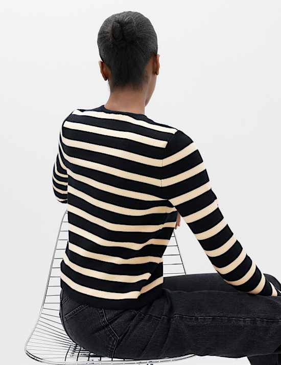 Cotton Rich Striped Slim Fit Cardigan