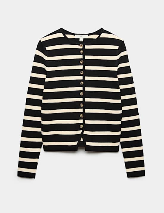Cotton Rich Striped Slim Fit Cardigan