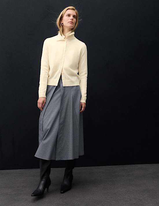 Pure Cashmere Funnel Neck Cardigan