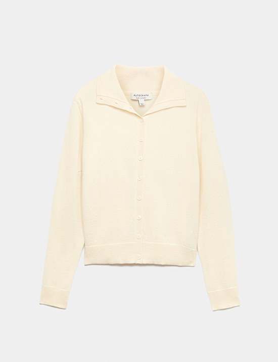 Pure Cashmere Funnel Neck Cardigan