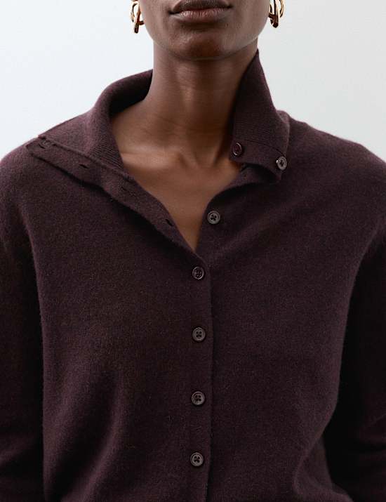 Pure Cashmere Funnel Neck Cardigan