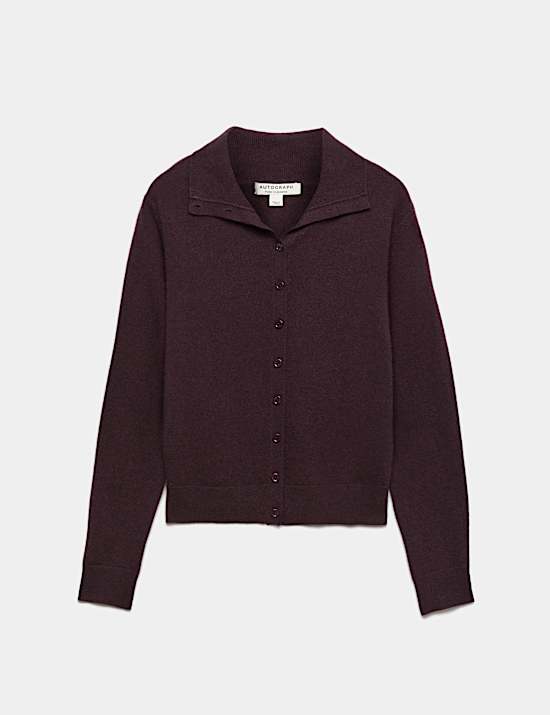 Pure Cashmere Funnel Neck Cardigan