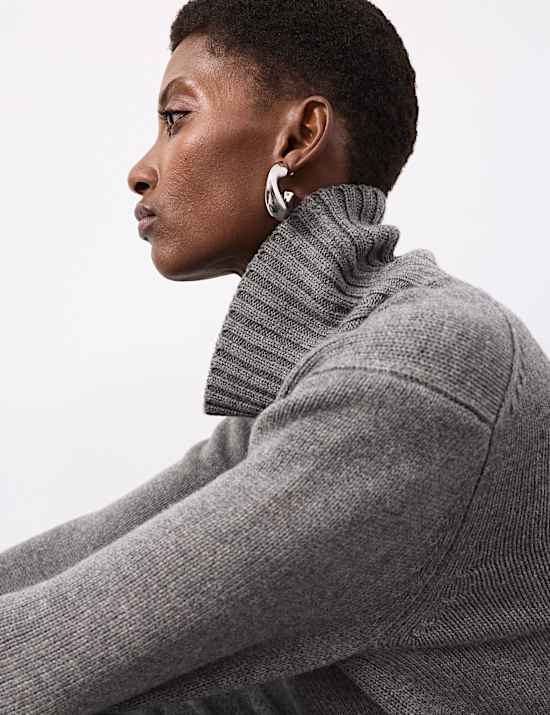 Pull coupe décontractée en laine mérinos avec cachemire