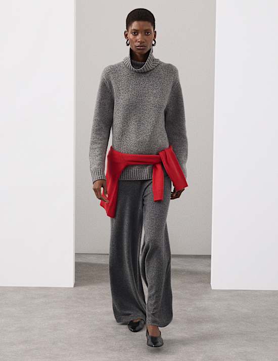 Pull coupe décontractée en laine mérinos avec cachemire