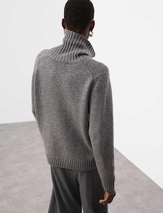 Pull coupe décontractée en laine mérinos avec cachemire