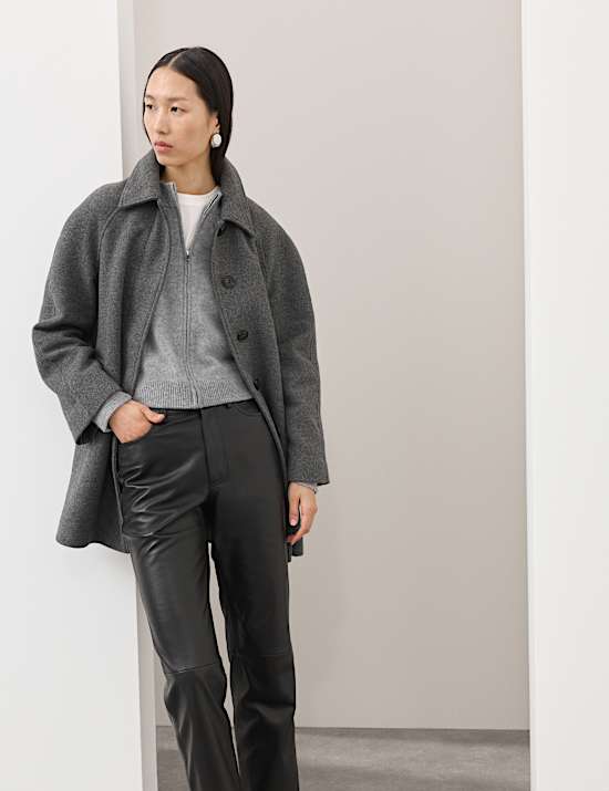 Geb&uuml;rstete Strickjacke mit hohem Wollanteil und Cashmere mit Rei&szlig;verschluss