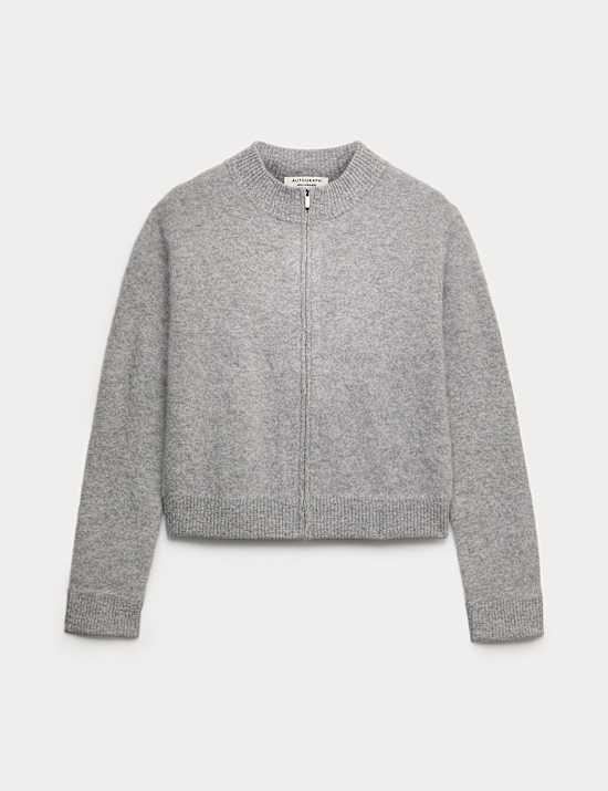 Geb&uuml;rstete Strickjacke mit hohem Wollanteil und Cashmere mit Rei&szlig;verschluss