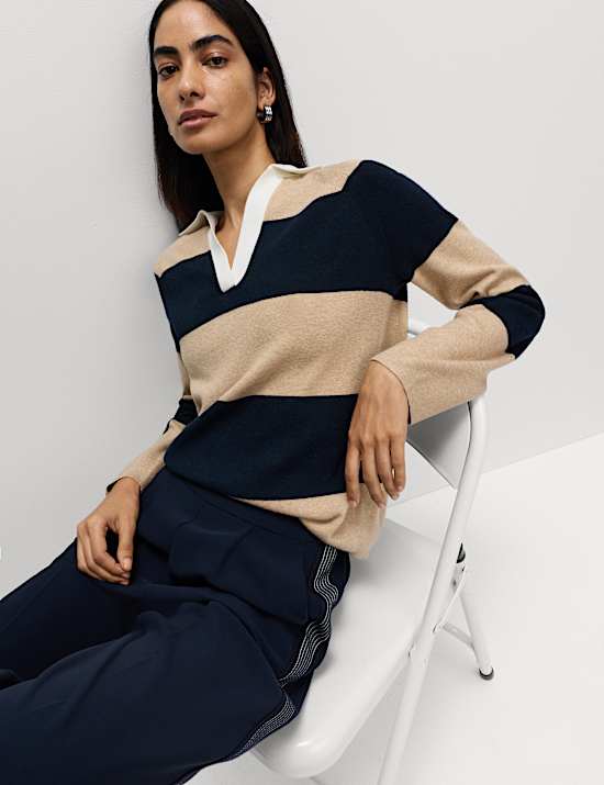 Soft Touch Striped Knitted Rugby Top