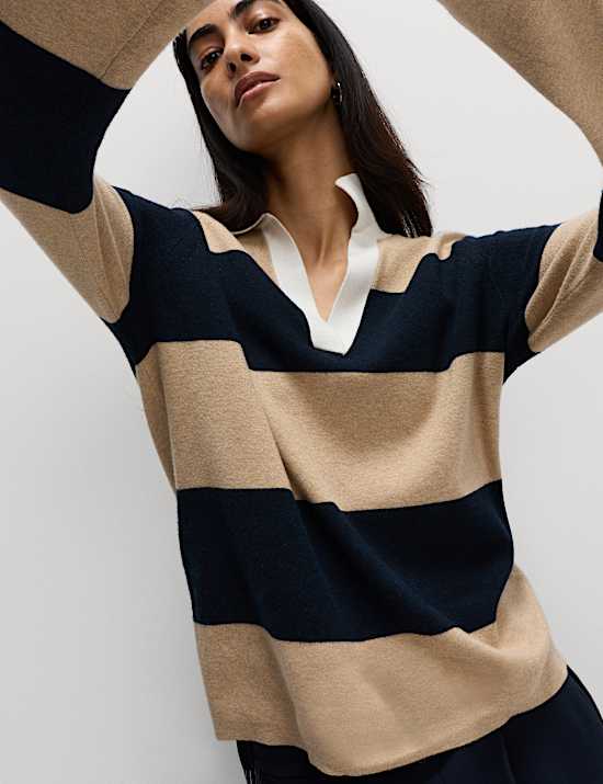 Soft Touch Striped Knitted Rugby Top