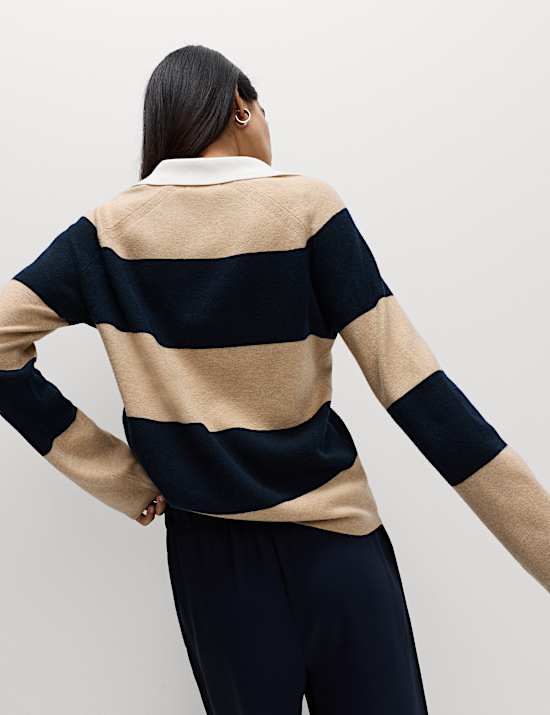 Soft Touch Striped Knitted Rugby Top