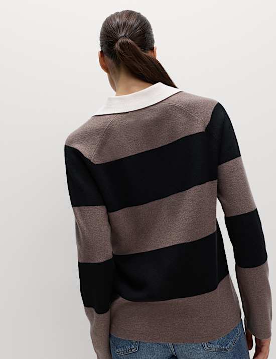 Soft Touch Striped Knitted Rugby Top