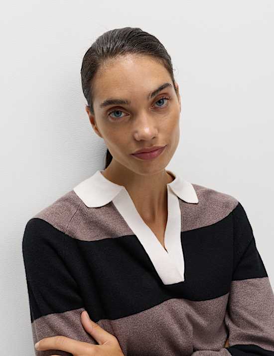 Soft Touch Striped Knitted Rugby Top