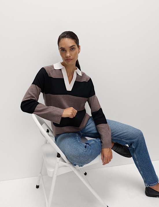 Soft Touch Striped Knitted Rugby Top