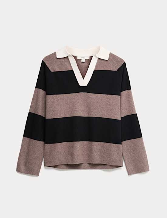 Soft Touch Striped Knitted Rugby Top