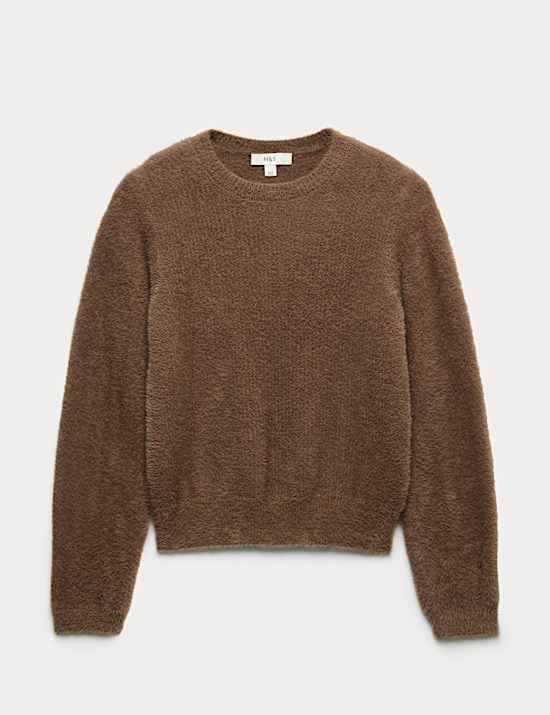 Fluffy Crew Neck Knitted Jumper