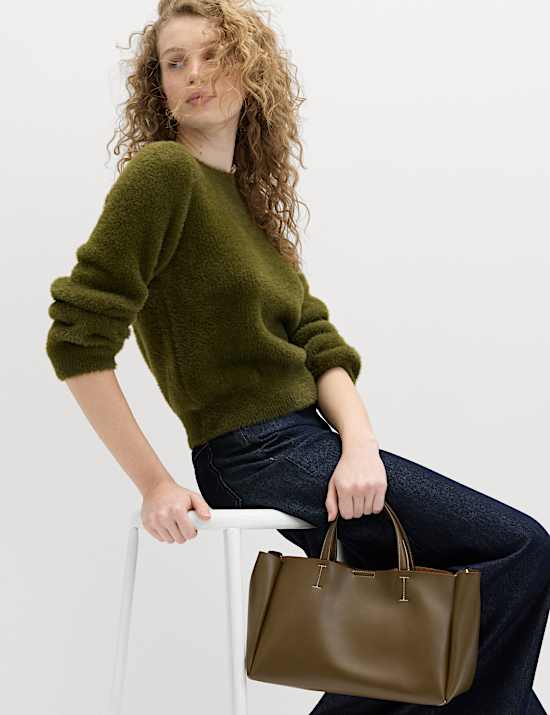 Fluffy Crew Neck Knitted Jumper