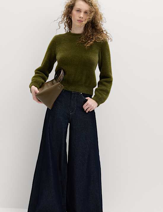 Fluffy Crew Neck Knitted Jumper