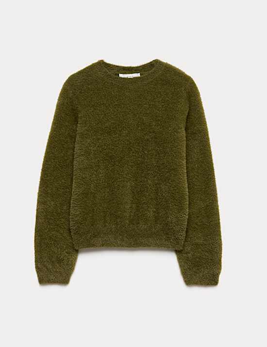 Fluffy Crew Neck Knitted Jumper