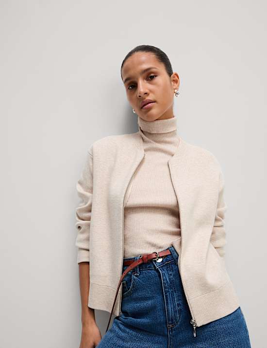 Blouson en maille textur&eacute;e &agrave; encolure ronde
