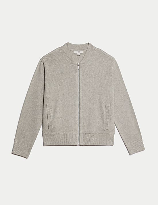 Blouson en maille textur&eacute;e &agrave; encolure ronde