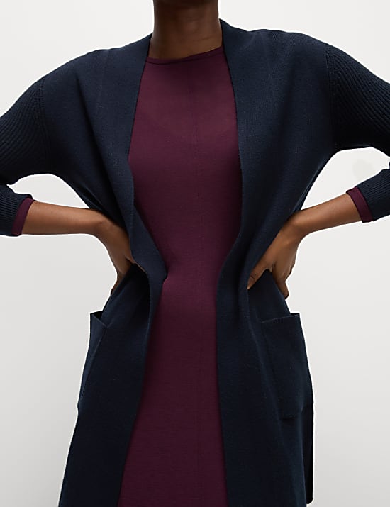 Μακριά πλεκτή ζακέτα με απαλή υφή