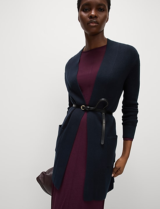 Μακριά πλεκτή ζακέτα με απαλή υφή