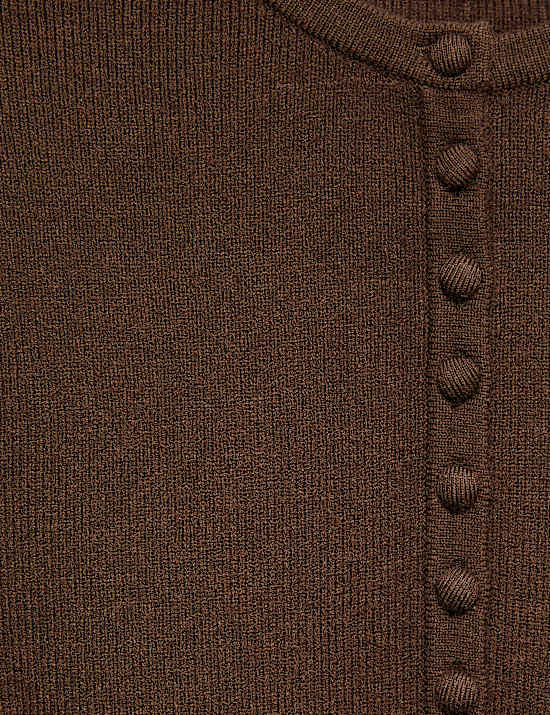 Soft Touch Crew Neck Peplum Fitted Cardigan