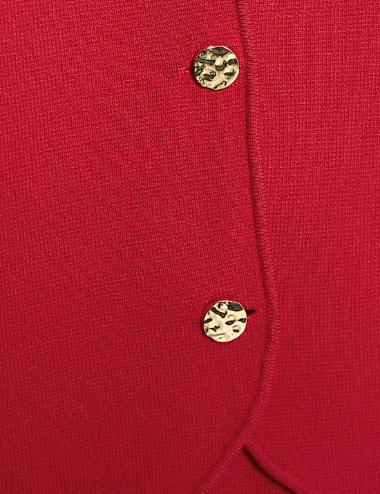 Veste en maille à taille ajustée et col en V, toucher doux