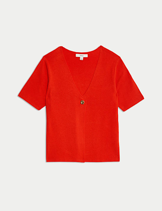 V-Neck Button Front Relaxed Cardigan